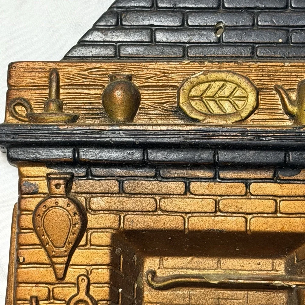 Vintage CHALKWARE Plaster Fireplace Keyholder Missing Hooks